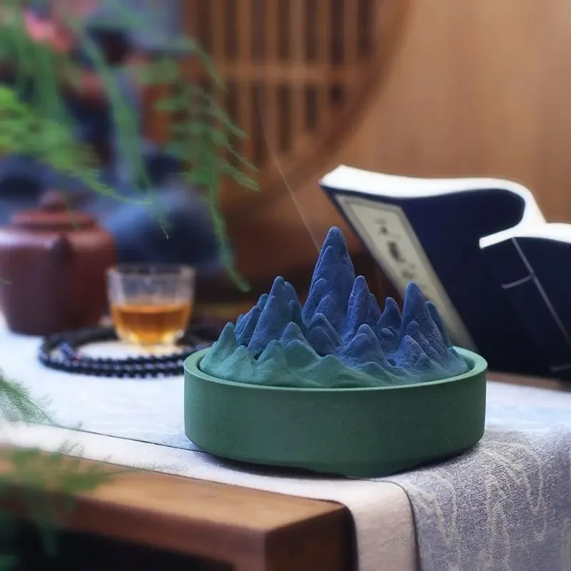 Creative Antique Chinese Style Peak Shaped Ceramic Incense Burner, Zen Chenxiang, Sandalwood, Home, Tea Ceremony Decoration, 1Pc