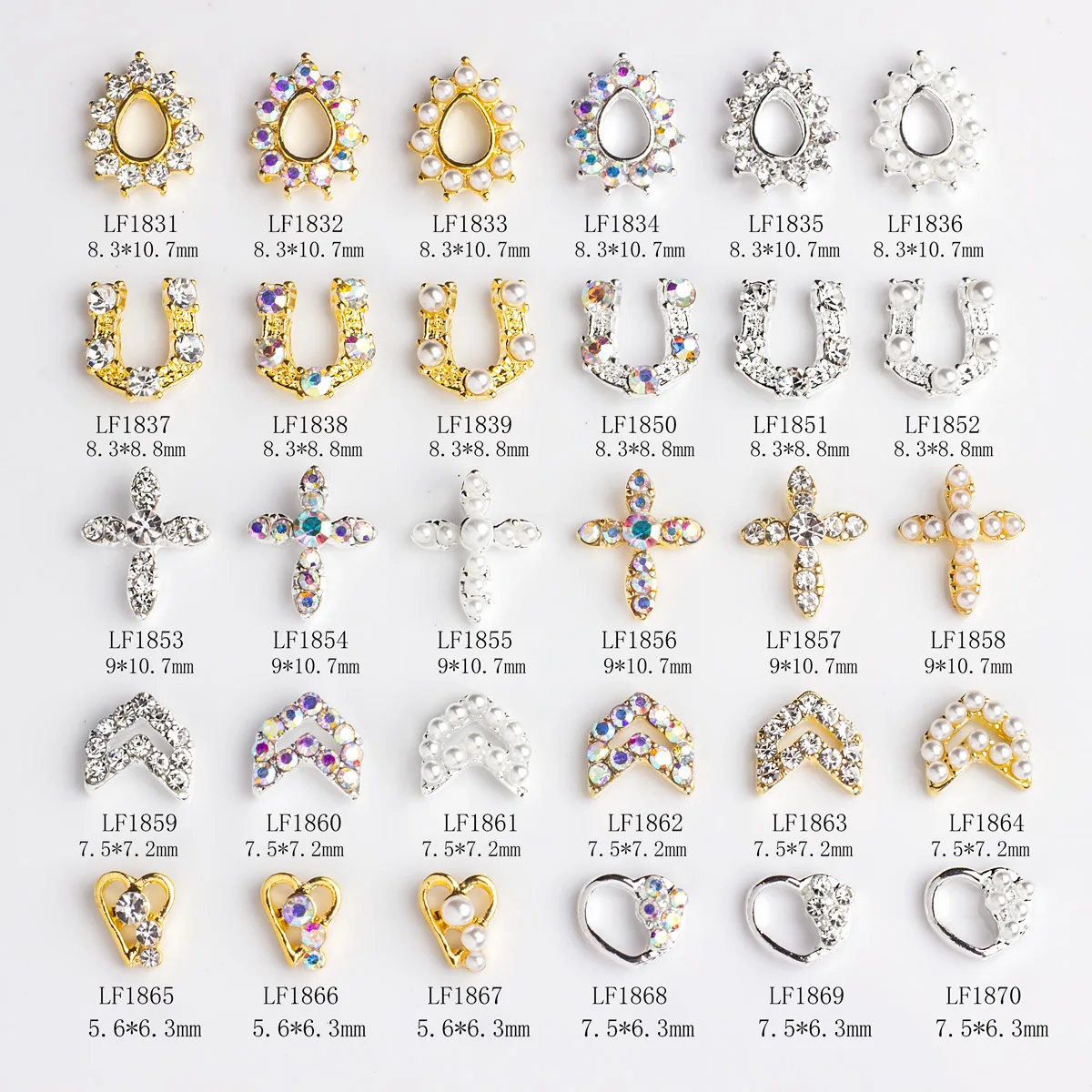 

Lefu Manicure Alloy Nail Sticker Jewelry Pearl U Heart Diamond Decoration Accessories Manicure Drill New Product