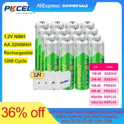1-16PC PKCELL NIMH 2200mAh Original AA Rechargeble Batteries 1.2V 2200mah ni-mh AA Battery For Digital Camera Portable Video Toy