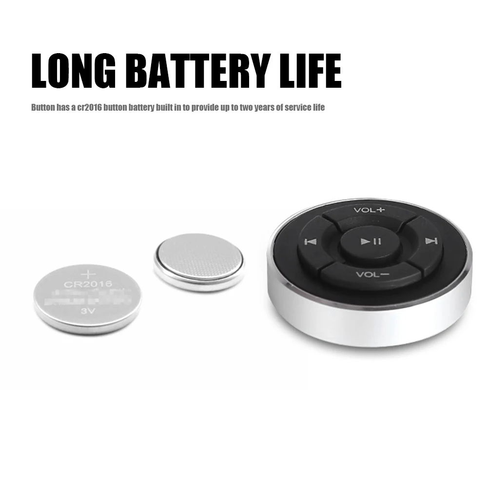 

Bluetooth-совместимый пульт дистанционного управления для автомобильных медиаустройств, компактный и портативный, удобный для переноски, для руля автомобиля и велосипеда, совместим с iOS.