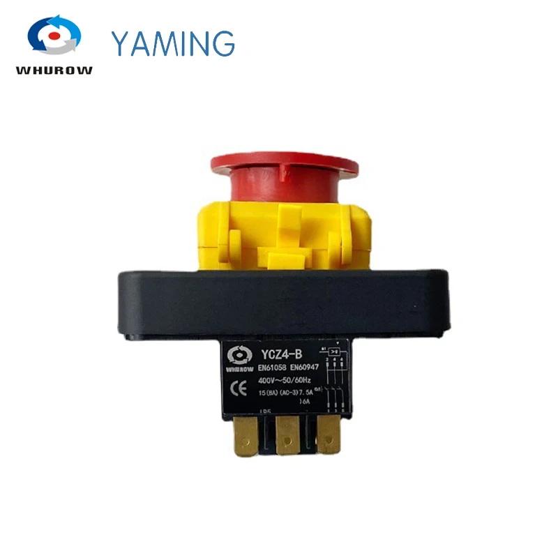 Electromagnetic Switch 400V 7 Pins Starter On Off 15A With Protection Cover Waterproof Momentary Reset Push Button YCZ4-B