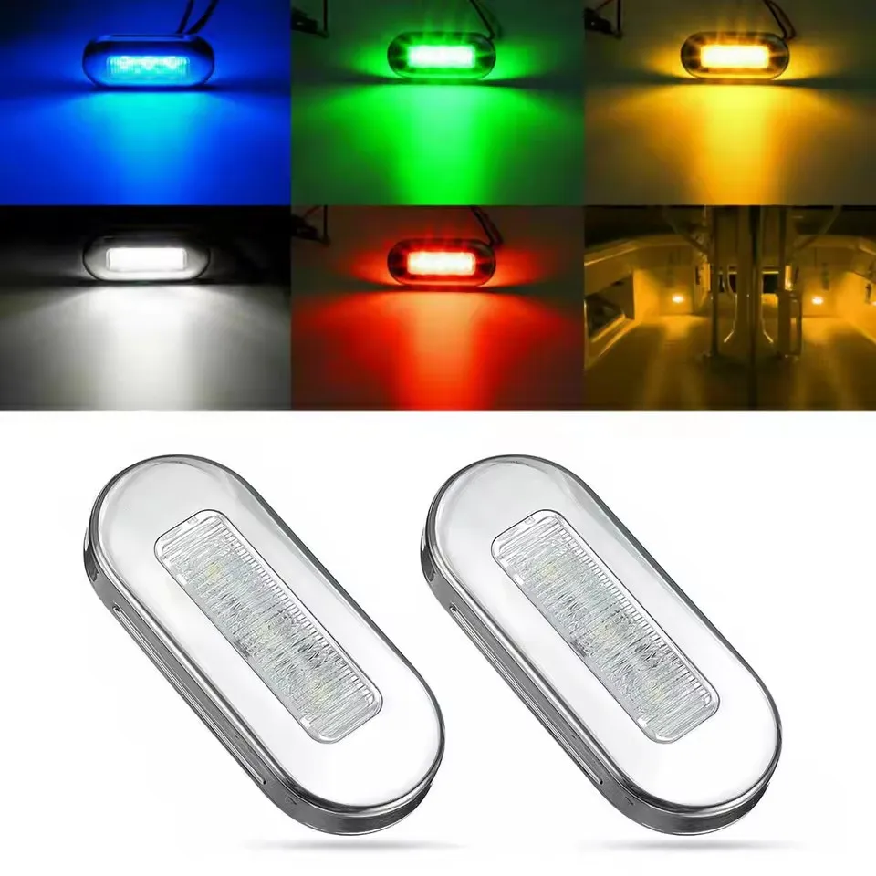 2Pcs 12V 3-LED Courtesy Light Yacht Marine Boat Cabin Deck Lamp Waterproof Boat Transom Light Aisle Stair Light Boat Accessories