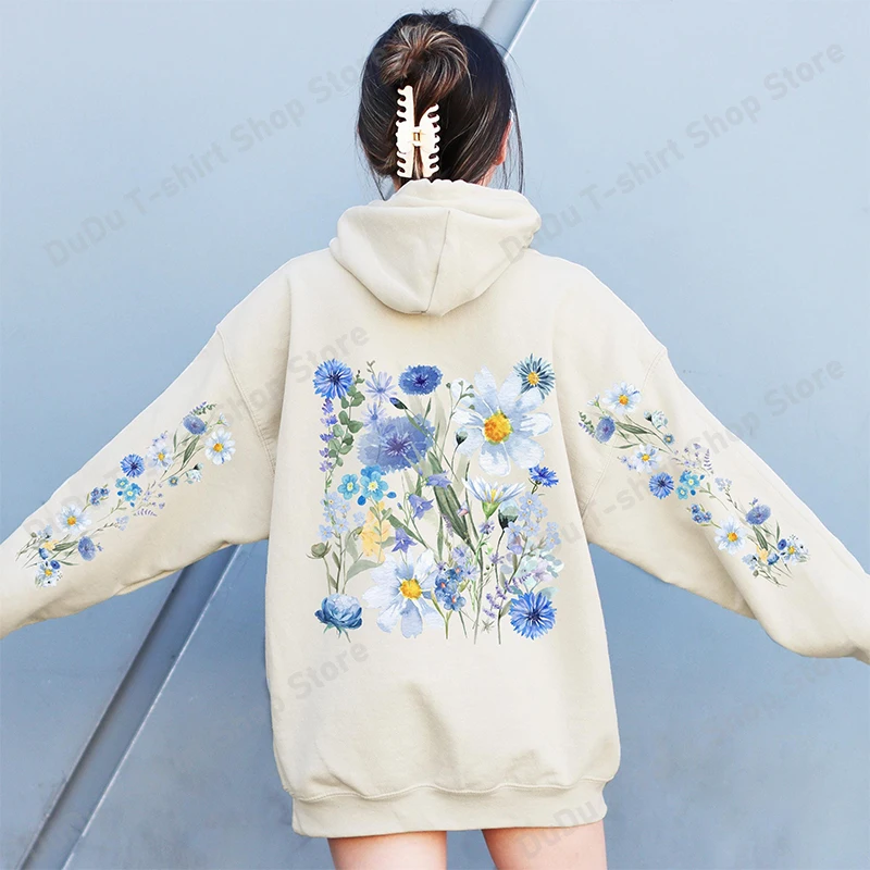 

Wildflowers Hoodie, Floral Hoodie, Botanical Flowers Hooded Sweatshirt, Nature Pullover, Flower Lover Gift, Printed Sleeves