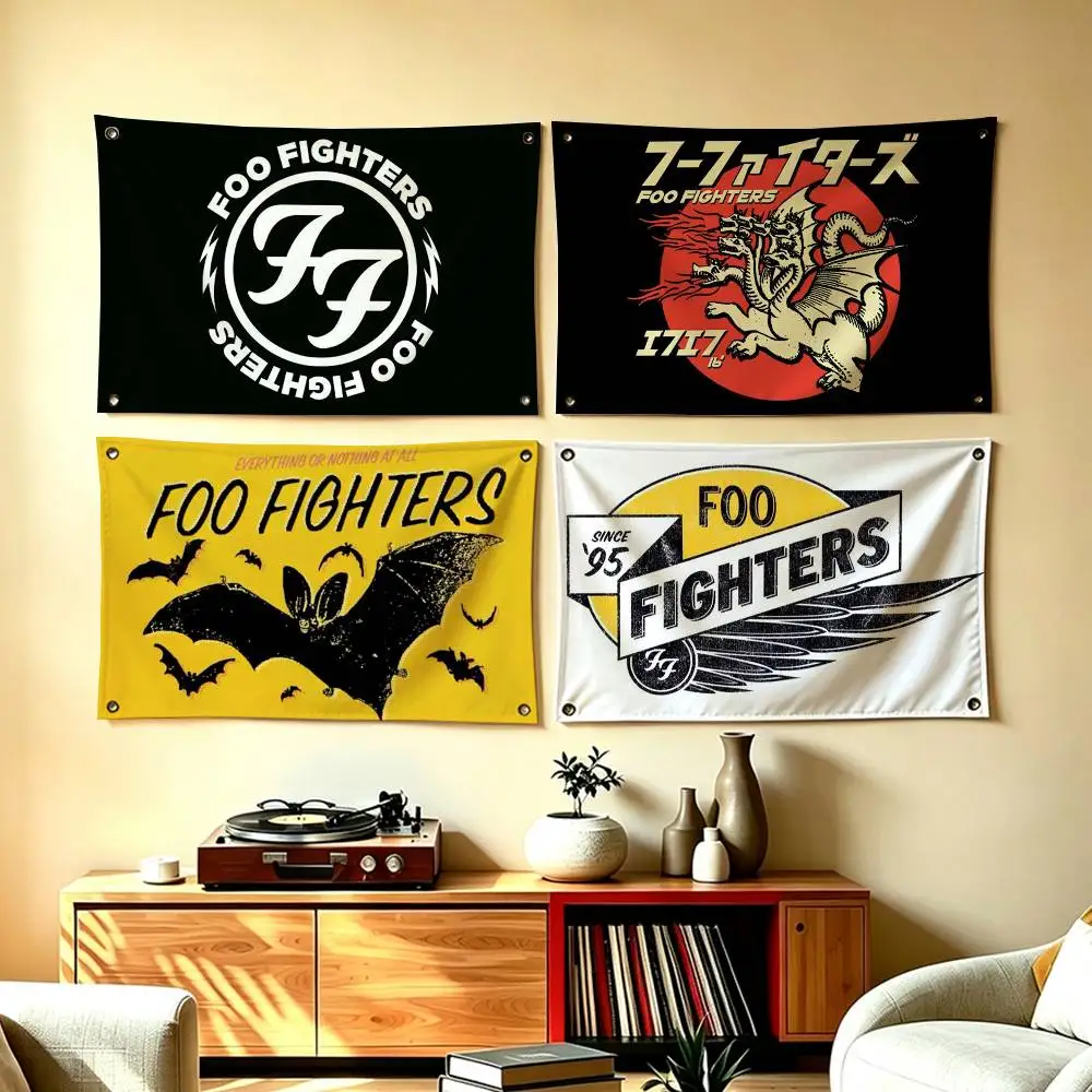 Foo-O F-Fighters Rock Band  Flags Wall Hanging Tapestry Outdoor Garage Room Decorative flag Background Blanket