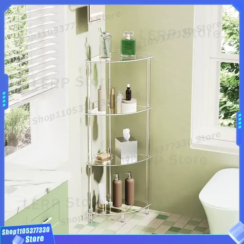Transparent Acrylic Triangle Storage Rack Multi Layer Corner Shelf for Living Room Decor Removable Space Saving Organizer