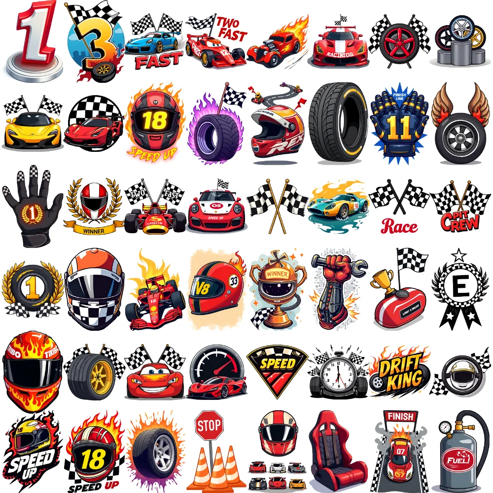 63pcs Temporary Tattoo Racing Car Tattoos Temporary Tattoo Stickers Checkered Flag Tattoos Cartoon For Cheeks Women