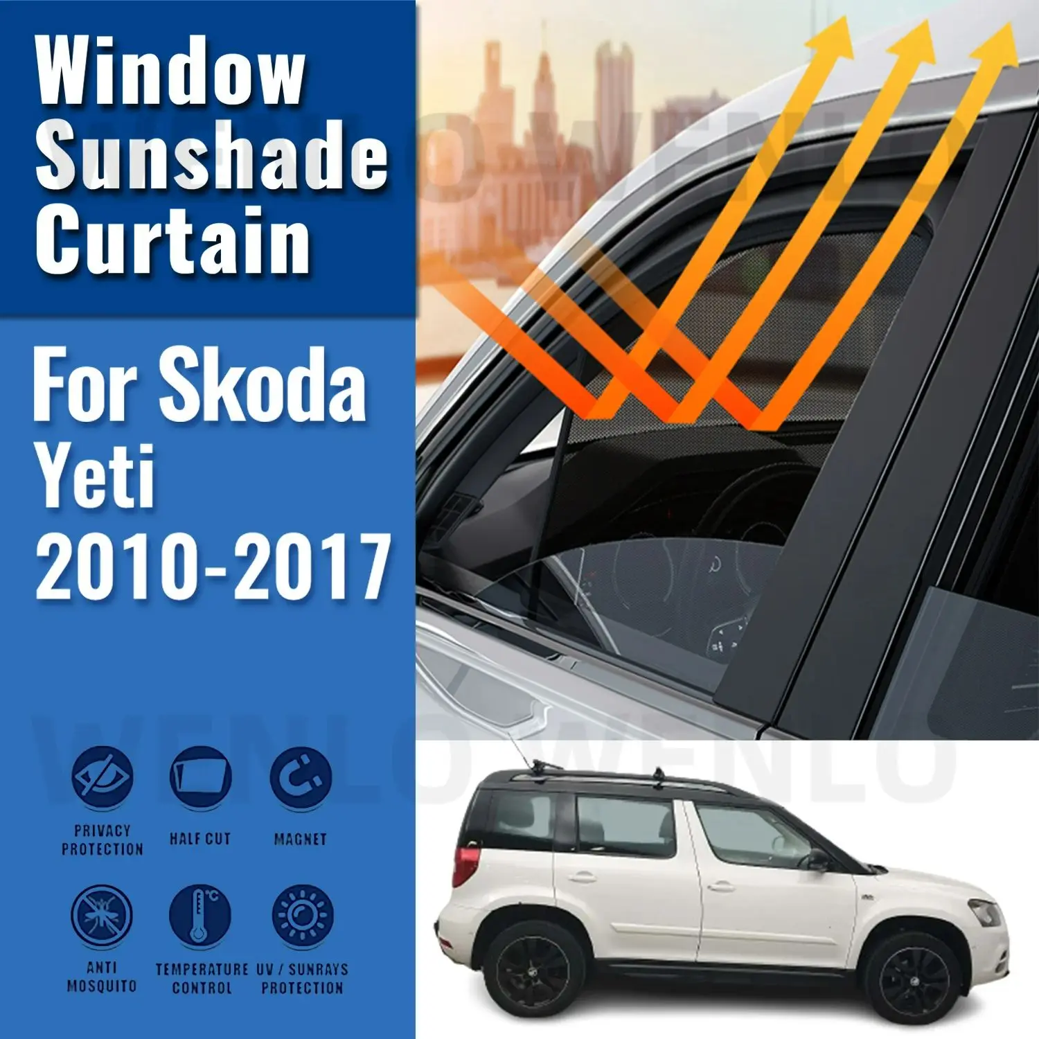 

For Skoda Yeti 5L 2010-2017 Magnetic Car Sunshade Shield Front Windshield Frame Curtain Rear Side Window Sun Shade Visor