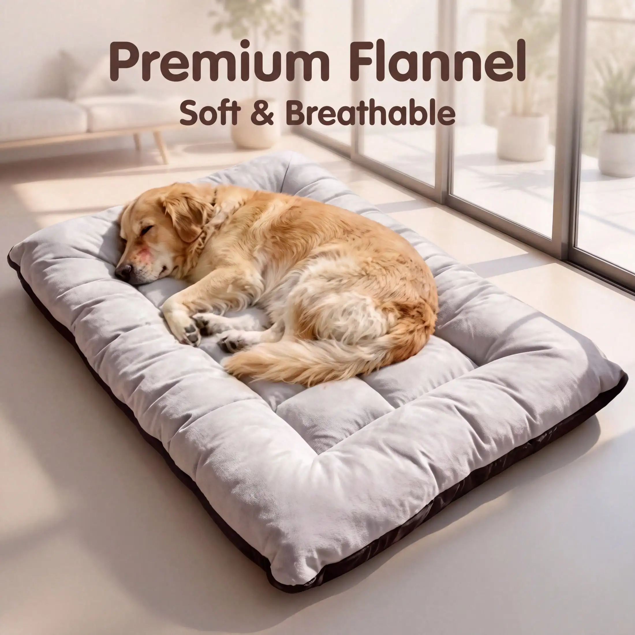 All-Season Pet Pad: Ultra-Thick Warm Plush & Breathable Polyester Core - Oversized Flat Mat Relieves Joint Pressure For Senior Dogs. Easy To Clean & Foldable, Fits Standard & XL Dog Crates.