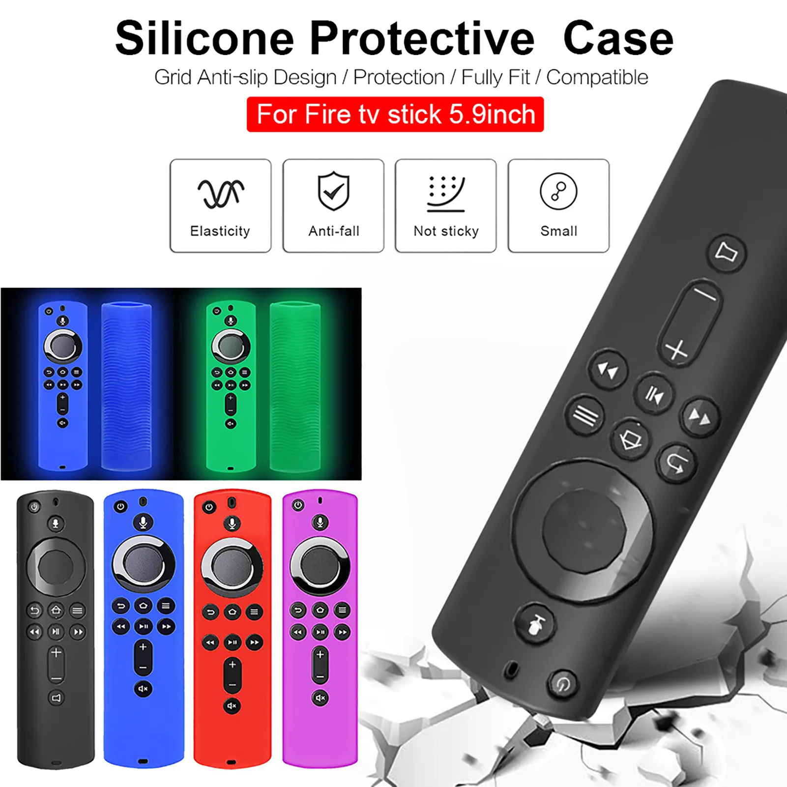 New Remote Control Luminous Anti-lost Silicone Case for Fire TV Stick 4K / Fire TV (3rd Generation) / Fire TV Cube