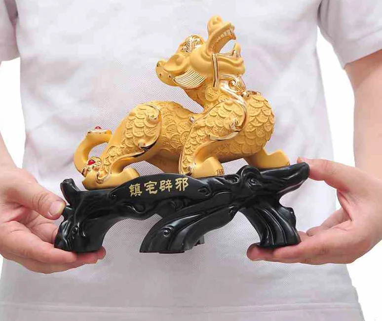 

2019Bring in wealth and treasure # office home shop Money Drawing Talisman # Fortune GOLDEN dragon PI XIU FENG SHUI statue