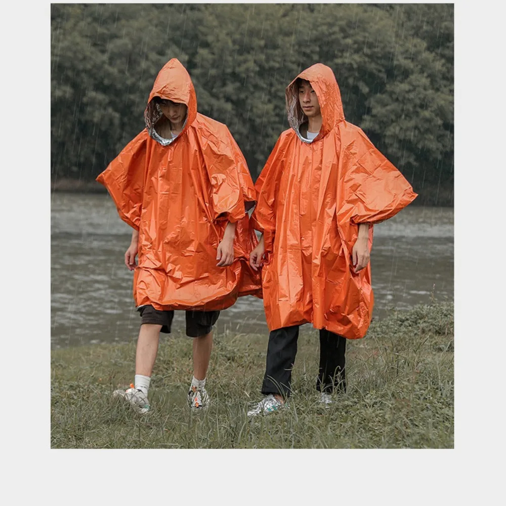 Aluminum Film Emergency Raincoat Cloak Thickened Survival Poncho Rain Coat Reflective Windproof Camping Equipment Accessories