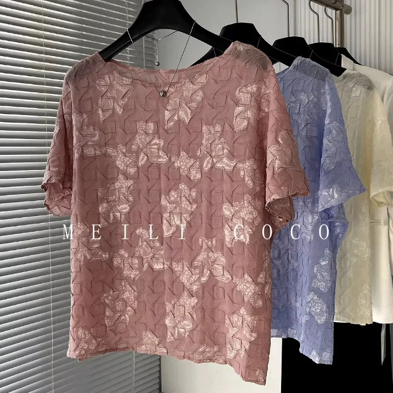 Miyake 2026 New Hand-pleated Crew Neck T-shirt Summer Short-sleeved Solid Color Thin Top Plus Size Stretchy Women's Clothing