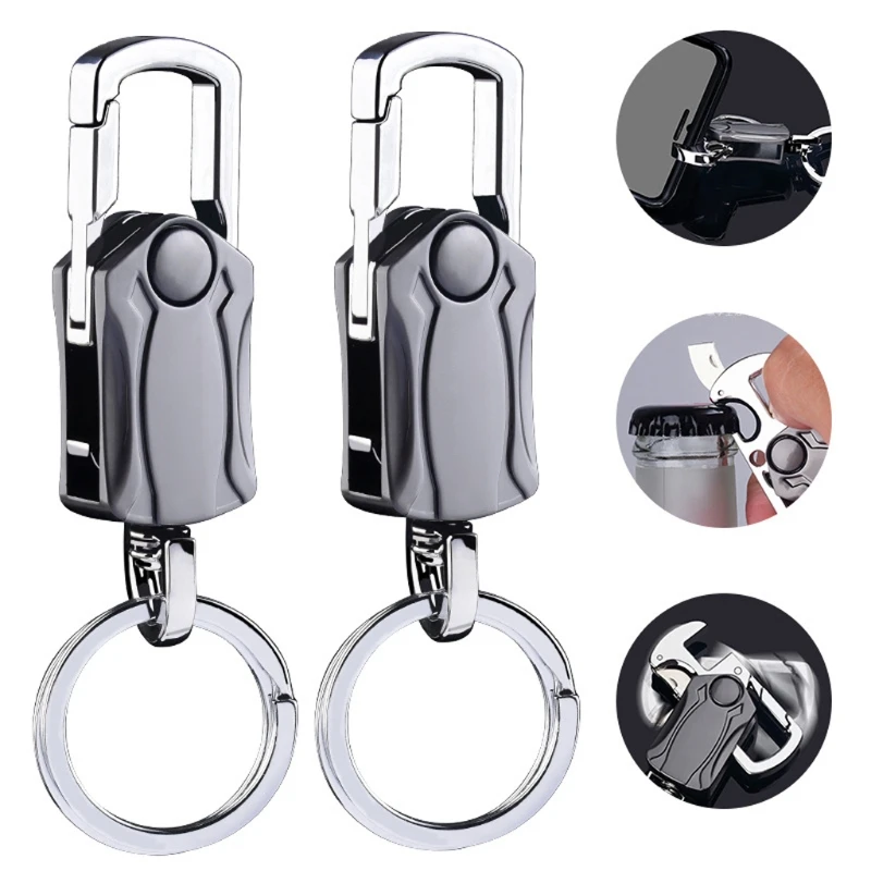 Multifunctional Key Chain Knife Anti-Anxiety Rotatable Keyring Box Cutter Phone Holer Bottle Opener Keychain Demolition Express