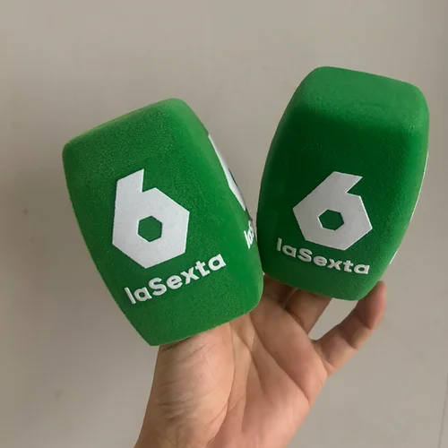 Imagen 2 del producto Logotipo personalizado flocado cuadrado espuma estaciones de TV reporteros entrevista micrófono tapa de esponja parabrisas para micrófono de entrevista portátil