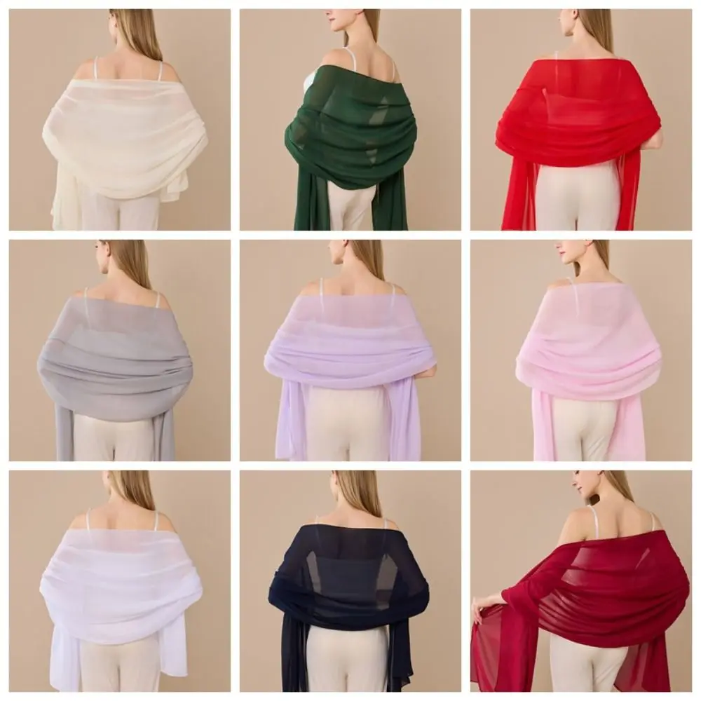 Elegante chal de gasa largo y ligero para dama de honor, chal de noche para mujer