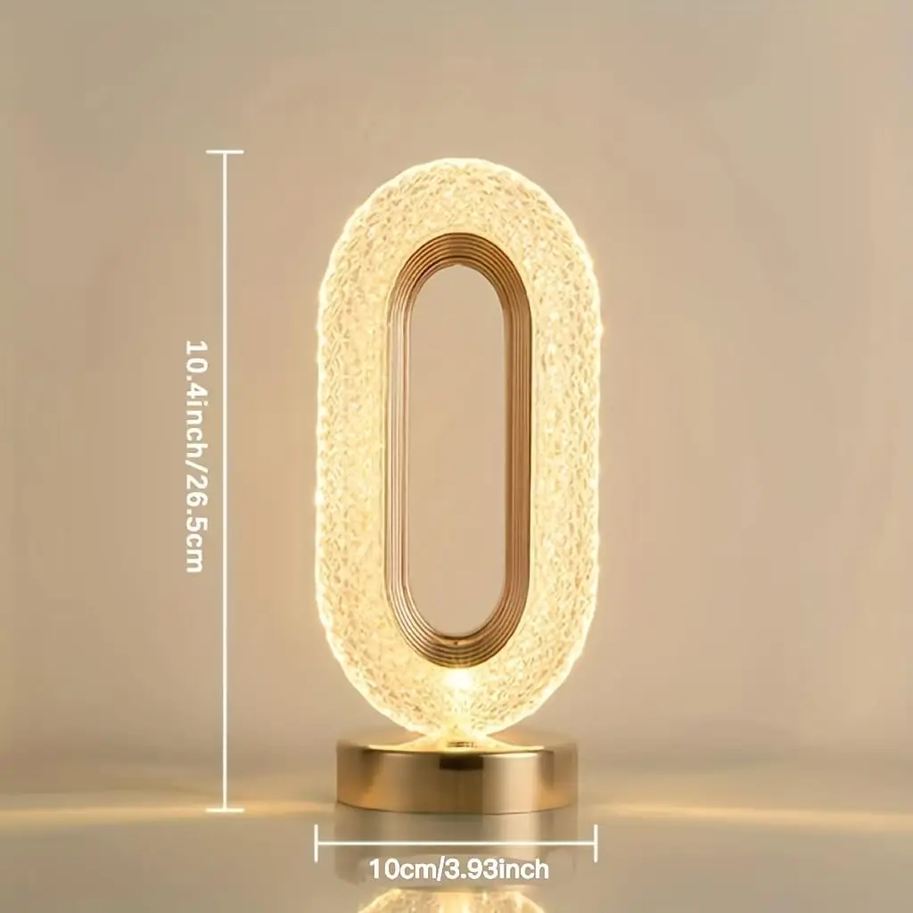 3 Colors LED Crystal Table Lamp, Dimmable Bedside Night Light, Rechargeable, Wireless, Creative Bar Decoration