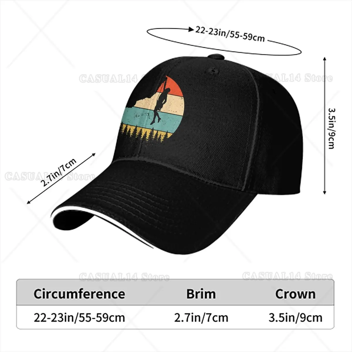 Rock Climbing Retro Sunset Baseball Cap Men Hats Women Visor Protection Snapback Mountain Climber Caps