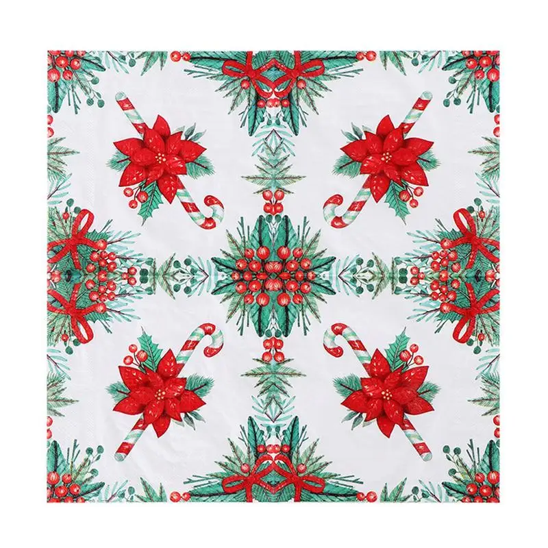 Christmas Napkins 2-Ply Flower Napkins Party Beverage Napkins 20pcs Decorative Hand Towels with Christmas