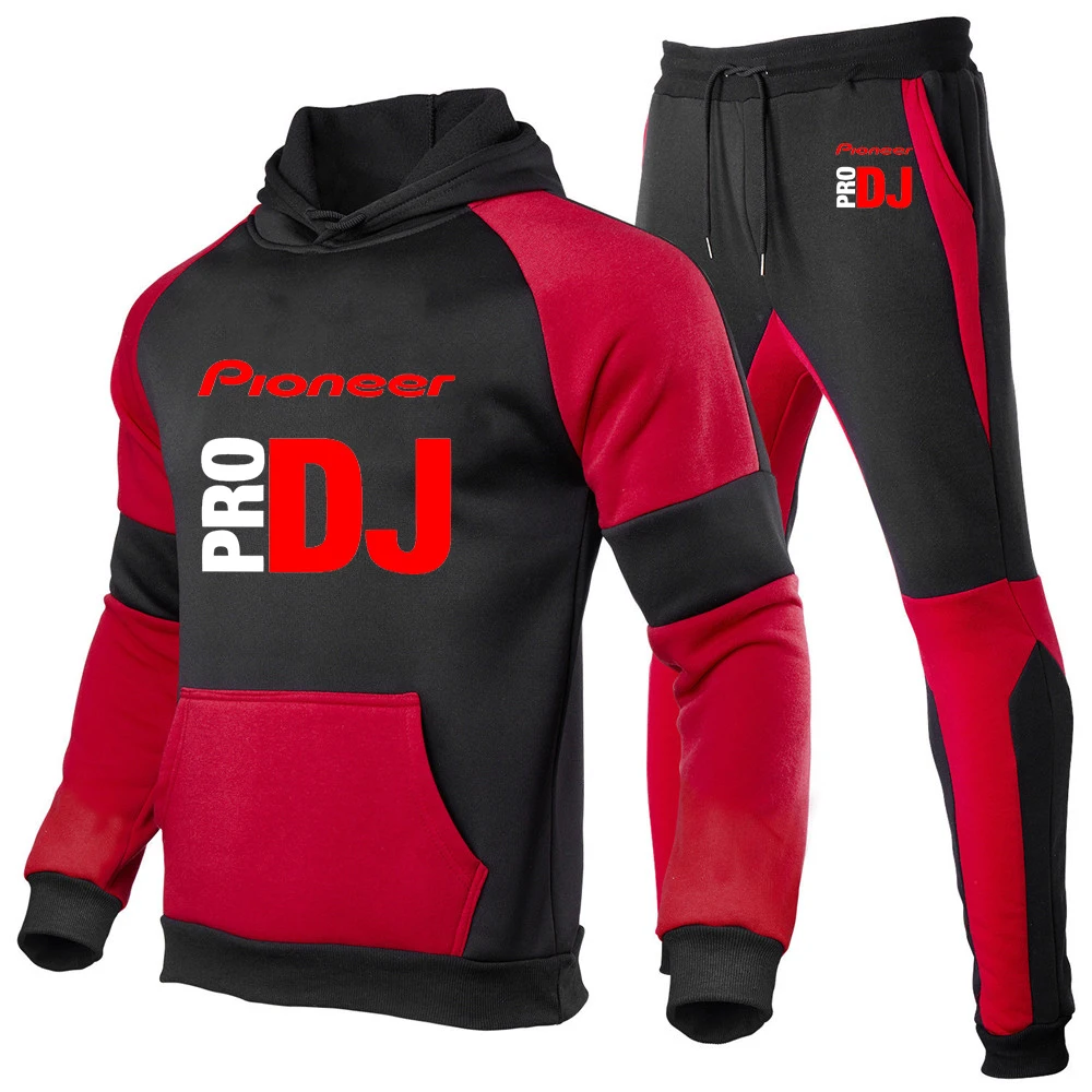 DJ Pioneer PRO Print Spring And Autumn 2025 Men's New Patchwork Sets Comfortable Casual Hoodie+Sports Pants Harajuku Suit