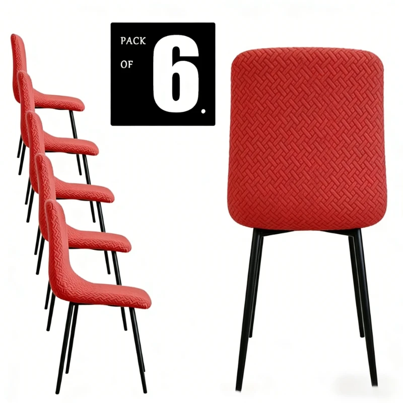 Jacquard Scandinavian Chair Cover Adjustable Short Back Seat Stool Chairs Cover for Dining Room Bar Shell Chairs 1/2/4/6 Pcs