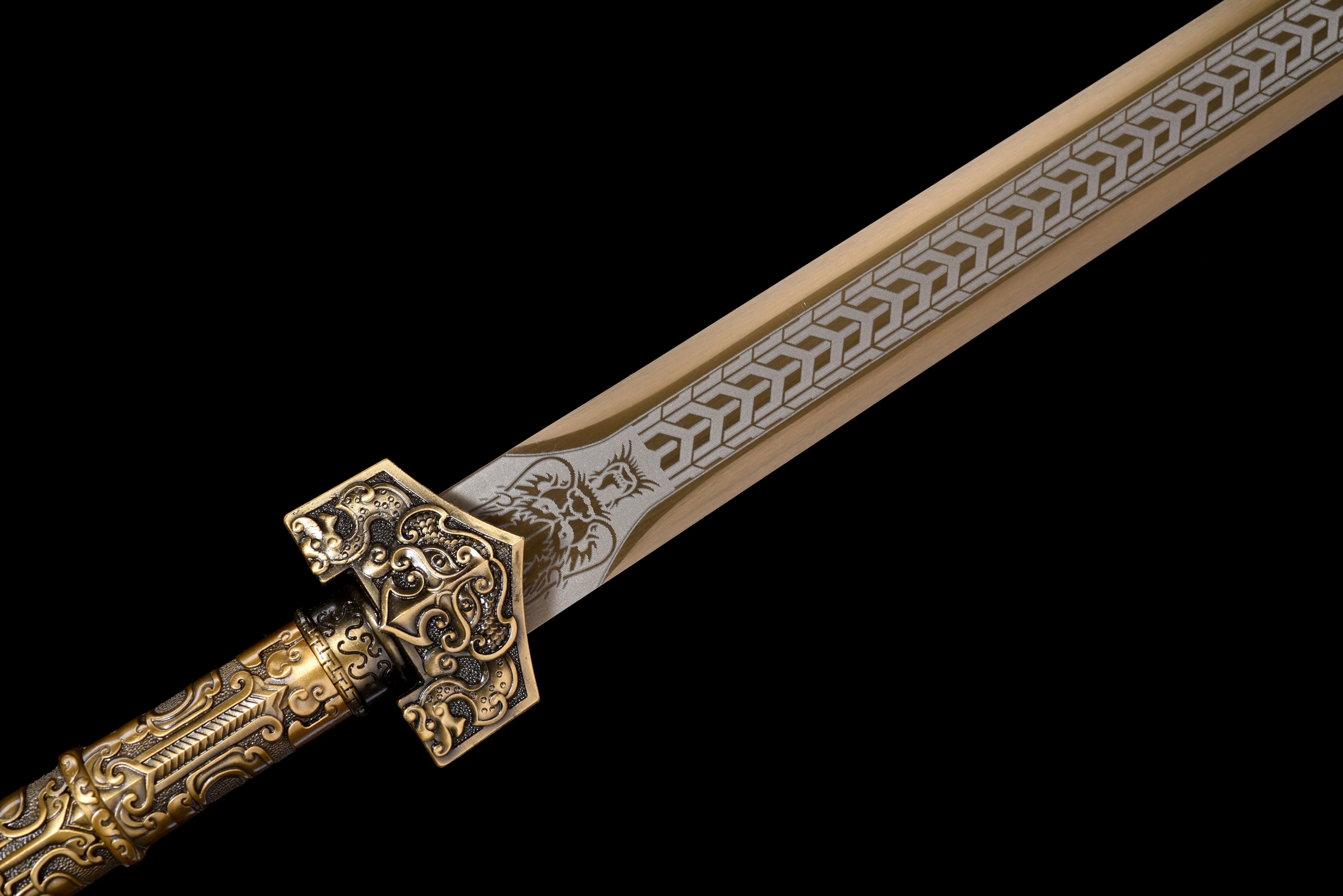 103cm Medieval golden hero Templar Knight Sword Ninja Samurai Sword katana, not sharp, cosplay stage performance role-playing,
