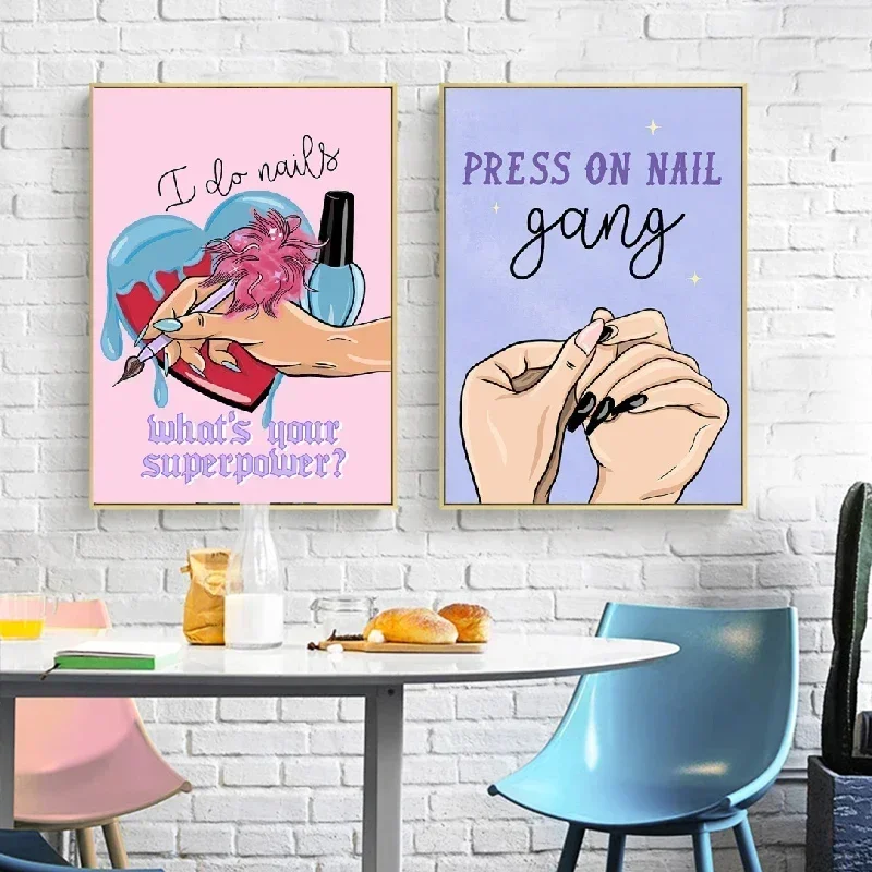 1pc frameless Canvas Painting Nordic Fashion Makeup Nail Polish Lashes Minimalist Wall Art Print Canvas Painting Posters for Liv