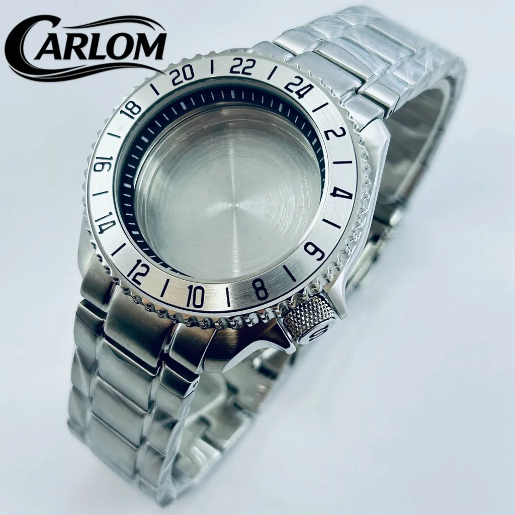 42mm NH Watch Case For NH34 NH35 NH36 NH38 NH39 NH70 NH72 Movement SKX007 S Crown 3.8 Crown GMT Ceramic Aluminum Bezel Silver