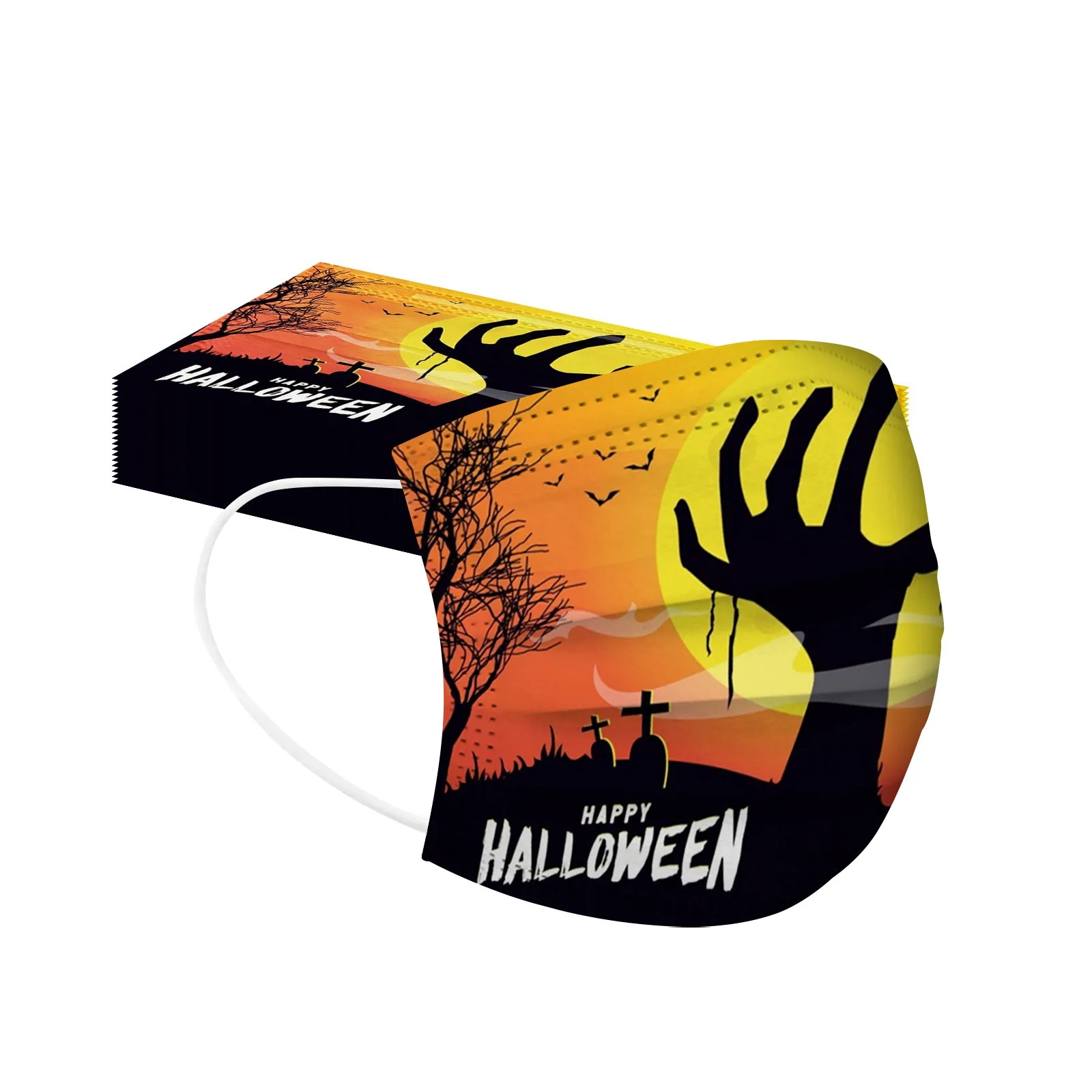 10 pezzi cartoni animati per bambini maschera di Halloween maschera usa e getta maschera per l'orecchio stampata bocchino maschera usa e getta amichevole