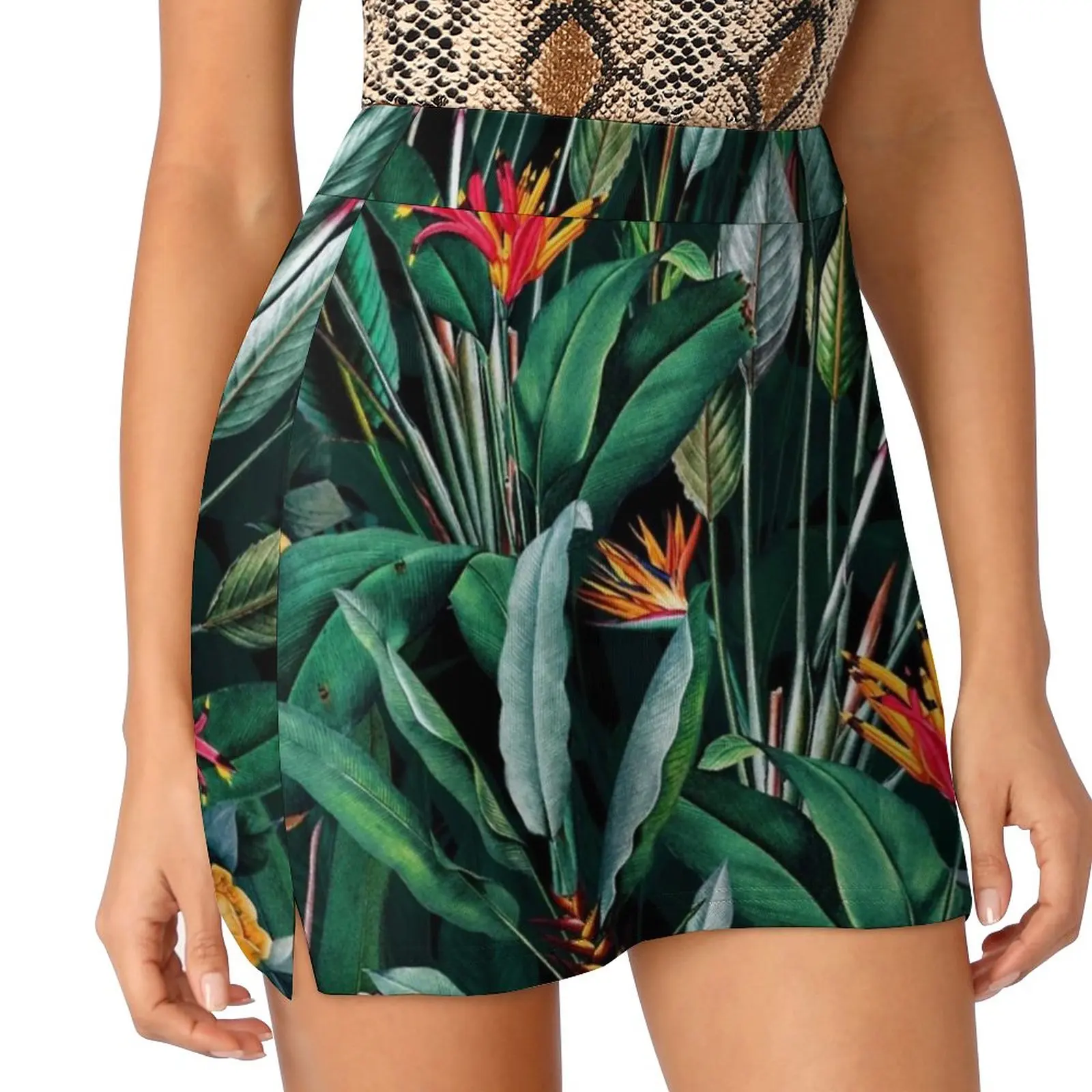 Midnight Garden V Women's skirt With Hide Pocket Tennis Skirt Golf Skirts Badminton Skirts Running skirts Tropical Garden