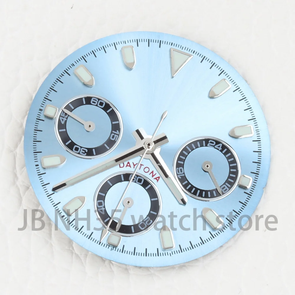

29MM VK63 watch Dial Green Luminous Dial Hands 6 Hands Watch Parts for VK63 Quartz DAYTONA Movement Accessories Replacements