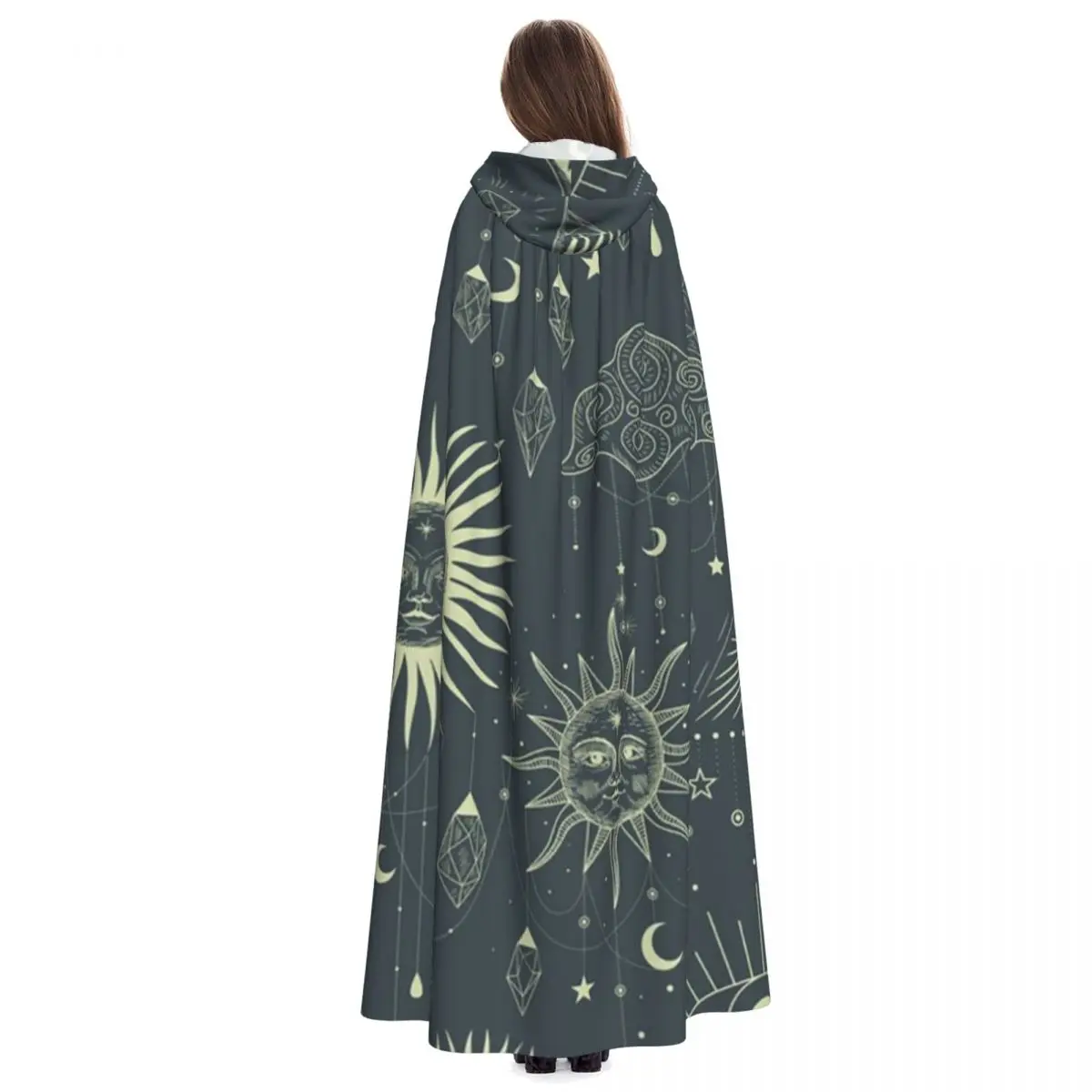 Witch Wthings Long Hooded Cloak Witch Medieval Costume Cosplay Cape HalloweenCoat Adult Unisex