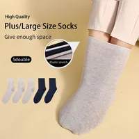 5 Pairs Men's Socks Plus Big Large Size 43-44-45-46-47-48-49-50 Cotton Loose Mouth Old Men Diabetic Socks Easy wear Comfortable