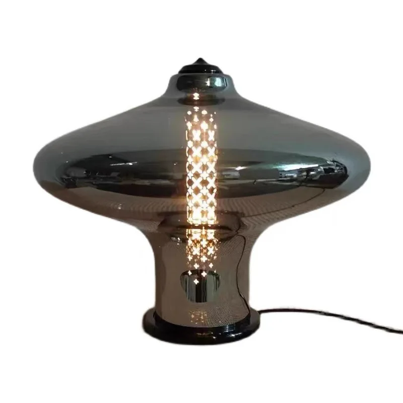 Minimalist Nordic light luxury glass bedside table lamp bedroom postmodern study living room lamp