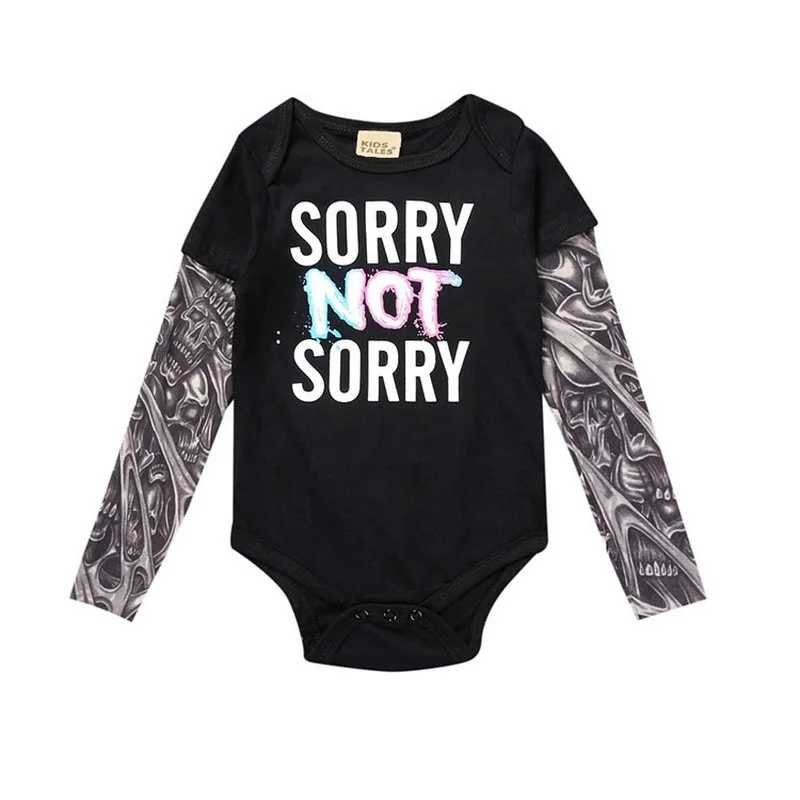 Summer Cotton Newborn Baby Boy Bodysuit Clothes Tattoos Print Long Sleeve Jumpsuit Infant Outfits Kids Cotton Romper One Pieces