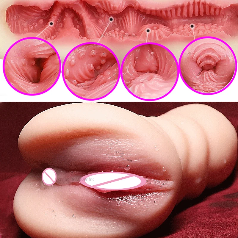 18+ Realistic Silicone Vagina Pocket Pussy Male Masturbator Sucking Cup Oral Real Anal Erotic Adult Sex Toys for man Sex Product