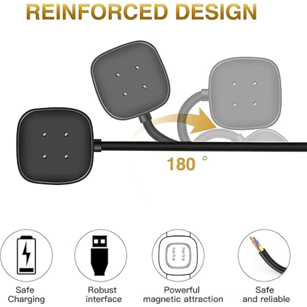 For Fitbit Sense/Sense 2/Versa 4/Versa 3 Charger USB Charger Smart Watch Charging Cable Replacement Charger