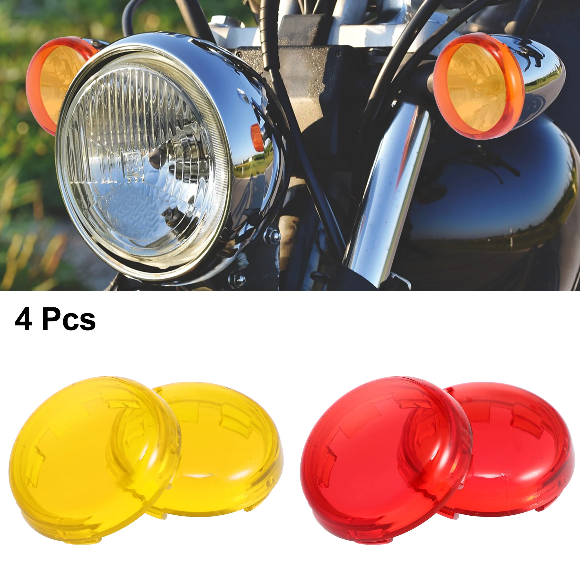 Motoforti 2-4pcs 2 Inch Turn Signal Light Lens Covers Front Rear for Harley Davidson Sportster Softail Road King Road Glide