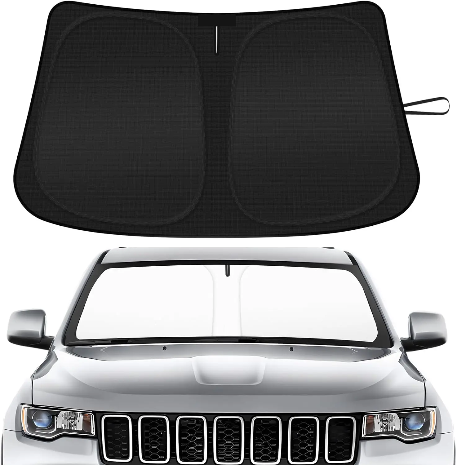 

Car Windshield Sun Shade Compatible with 2014-2024 2025 Jeep Grand Cherokee Accessories Foldable Front Window Sunshade Custom Wi