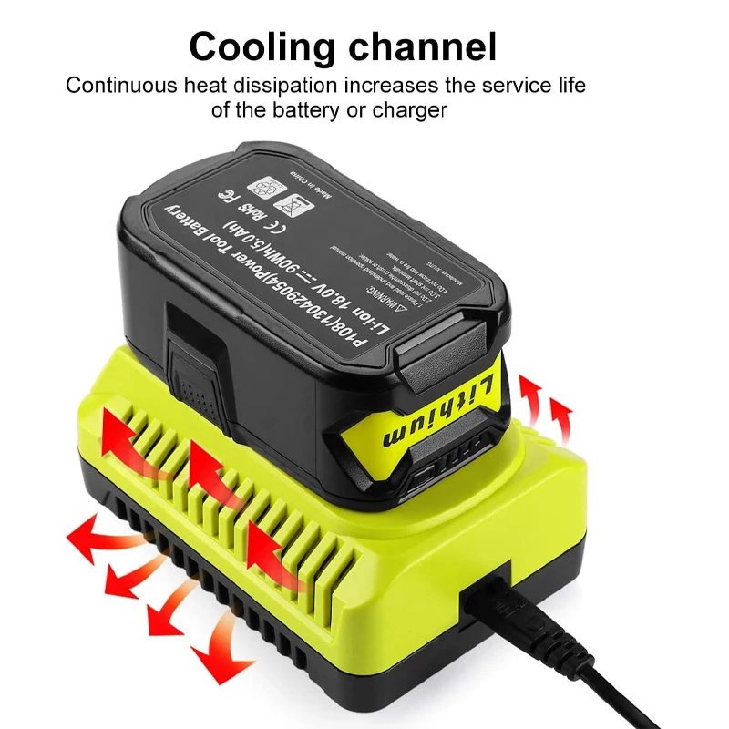 Imagem -03 - Carregador de Substituição para Ryobi Carregamento Rápido Li-ion Ni-cd Ni-mh Bateria P107 P108 P110 12v 14.4v 18v P117