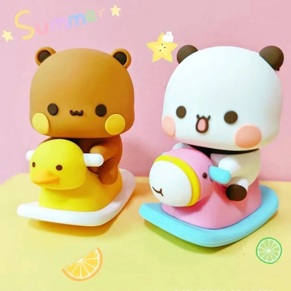 .Cute Kawaii Bubu Dudu Panda Bear Figure Cartoon Exciting Bear Miniatures Collectible Animal Toy Doll Ornament Home Derocation*