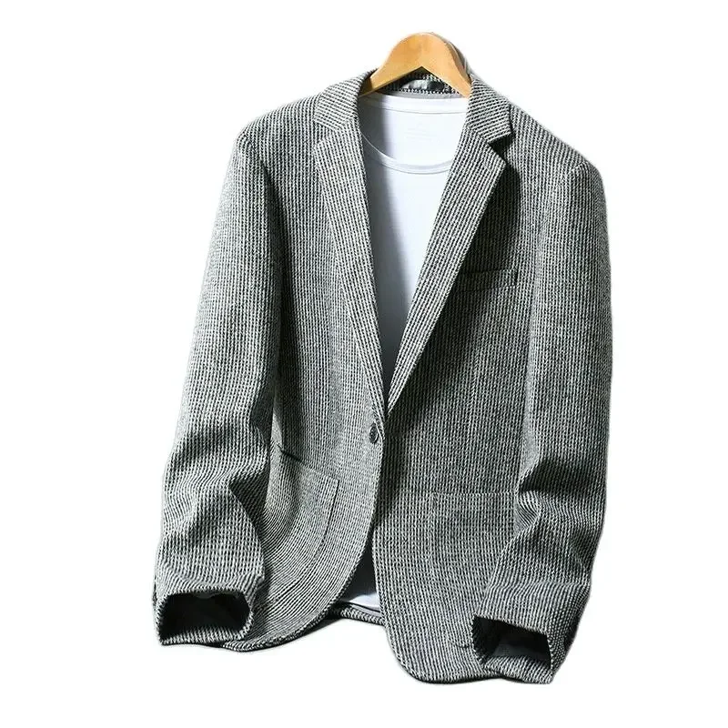 

High Quality Men's Fashion Business Slim British Linen Solid Color Casual Gentleman Suit Youth Slim One Button Suit Jacket