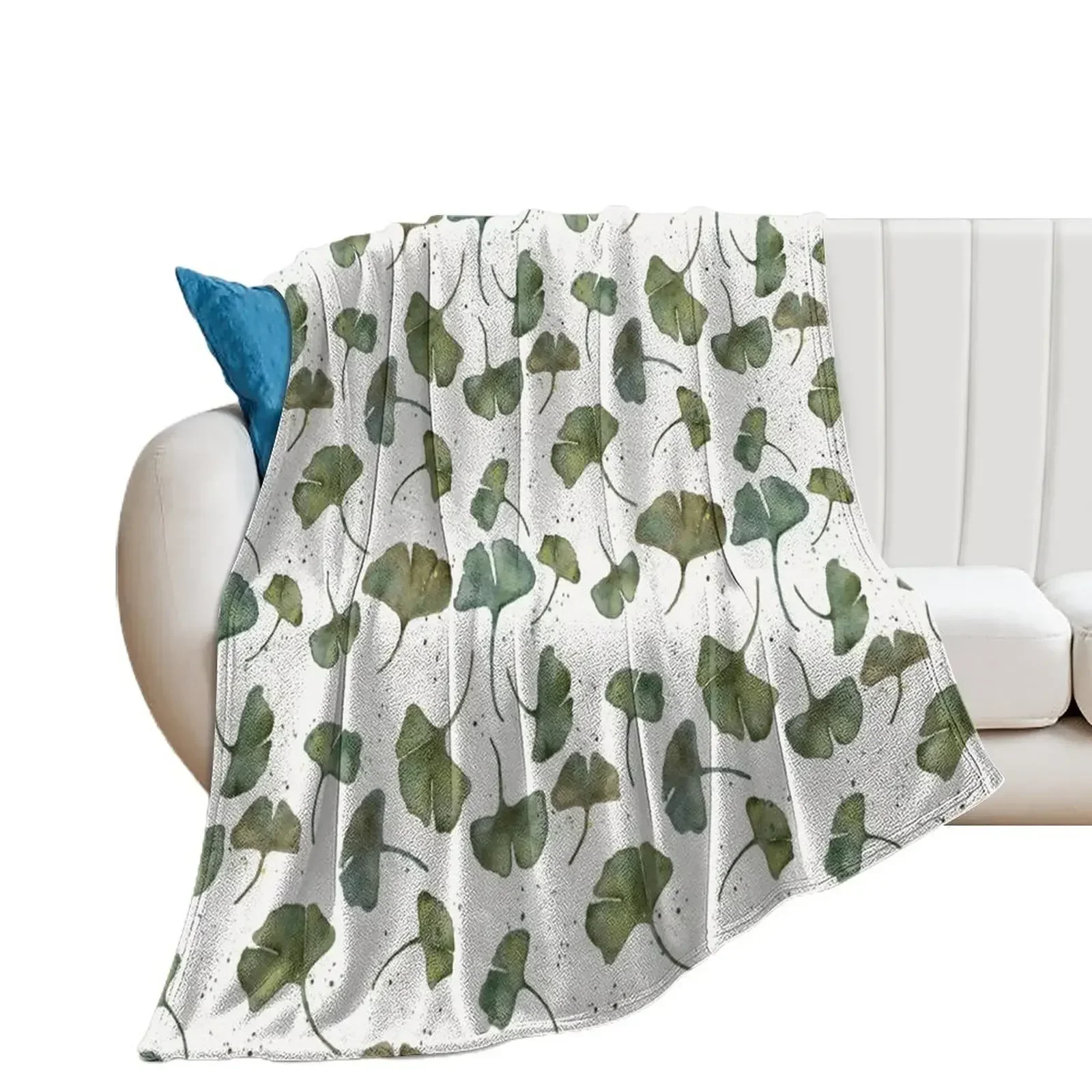 

Ginkgo Leaves in Watercolor Throw Blanket for winter for sofa Plaid on the sofa Blankets