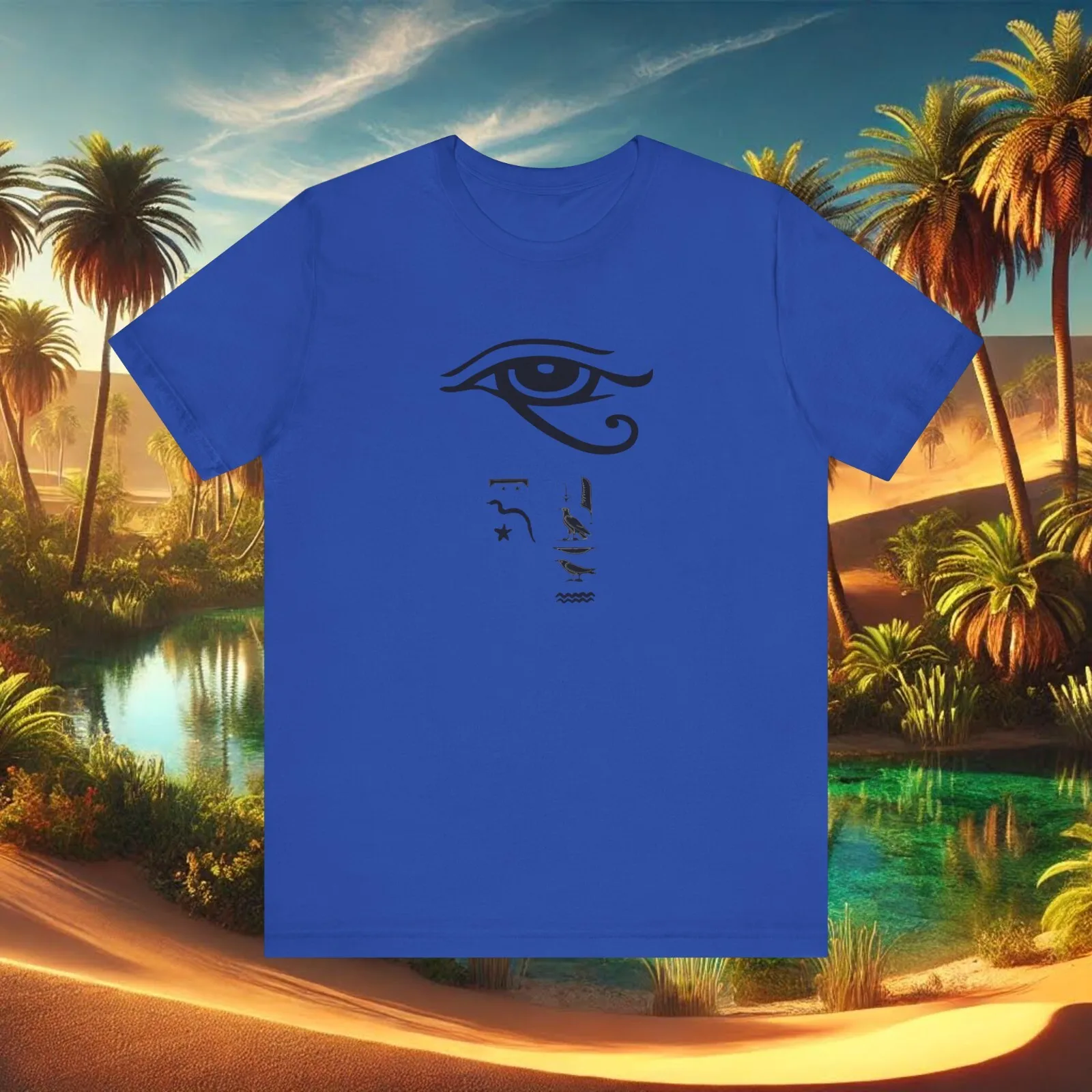 Horus Personalize Tee, First/Last Name in Ancient Egypt Hieroglyphs, SXXL, Blue