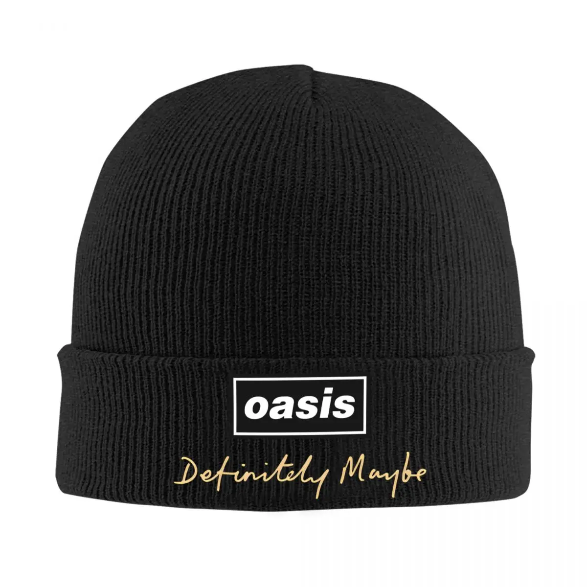 British Music Definitely Maybe Logo Knitted Caps Women's Men's Beanie Winter Hats Acrylic O-Oasis Warm Melon Cap