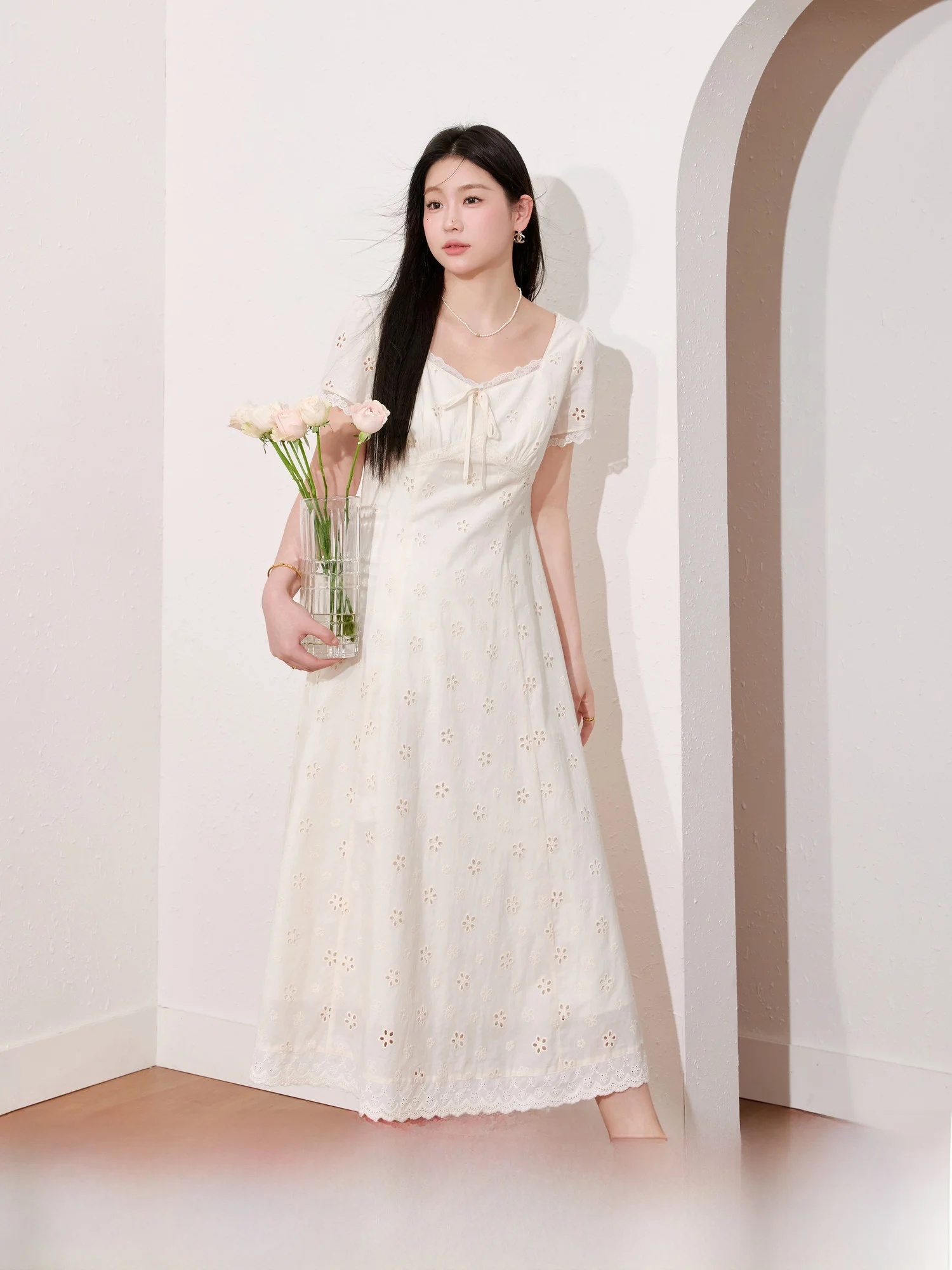 

Синяя женская юбка А-силуэта большого размера, новая модель 2026 года, с вышивкой, ажурная, приталенная, для работы