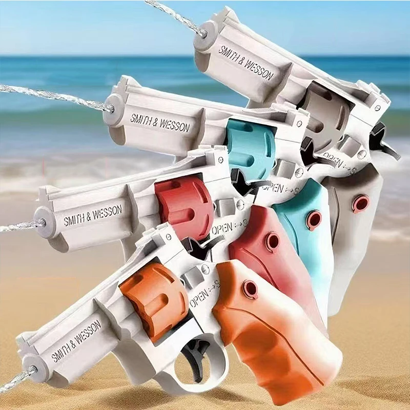 Summer Mechanical Continuous Water Gun Toy Revolver Style Outdoor Beach Water Blaster Teenagers Pool Party Holiday Diy Gift