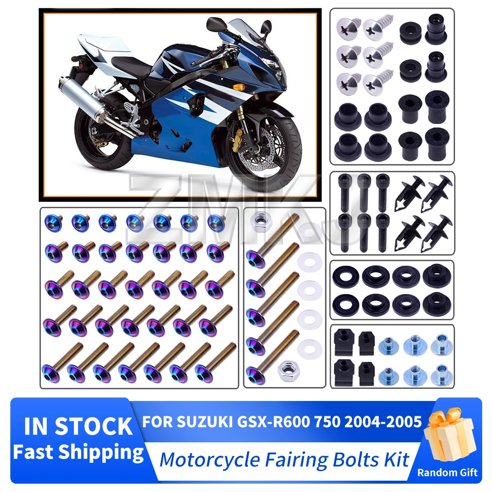 

For Suzuki GSX-R600 GSXR 750 2004-2005 K4 K5 Motorcycle Stainless Complete Bodywork Fairing Bolts Kit Screws Clip Accessories