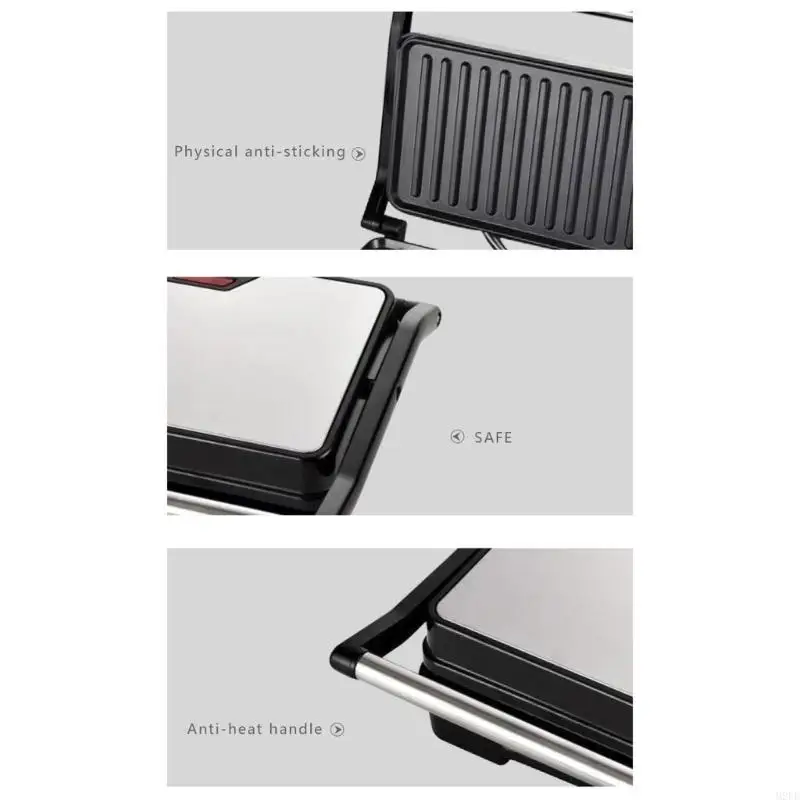 2025 Nuevo fabricante sándwiches eléctricos acero inoxidable Calefacción rápida Panini Panini Press Grill con tostadora