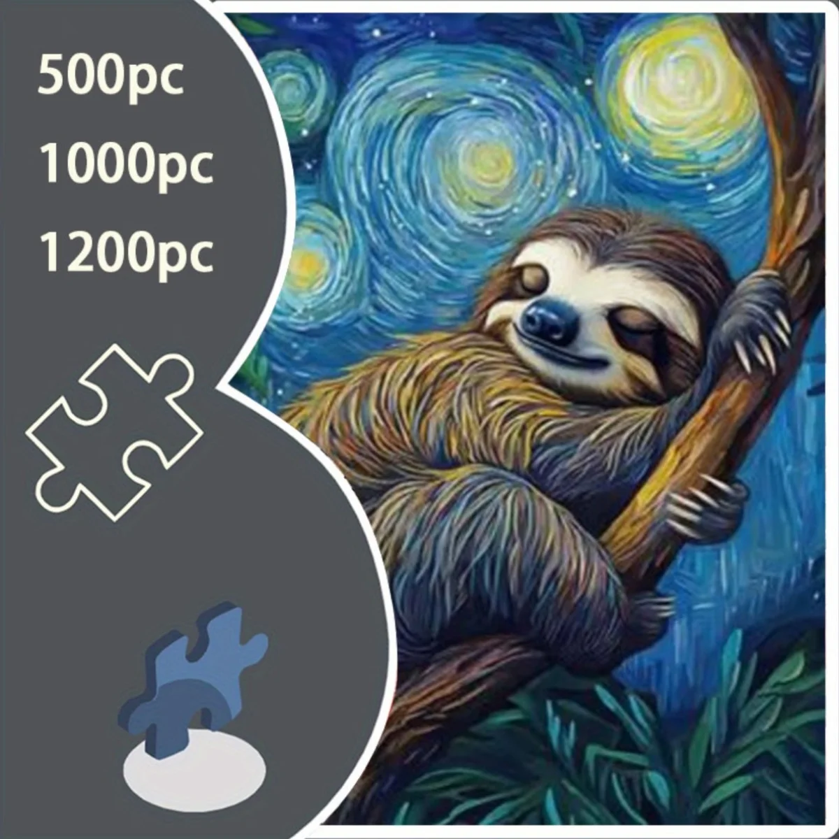 

500/1000/1200 шт. Пазл «Звездная ночь-ленивец» — плотный и прочный бесшовный картон, яркие цвета, промежуточный вызов