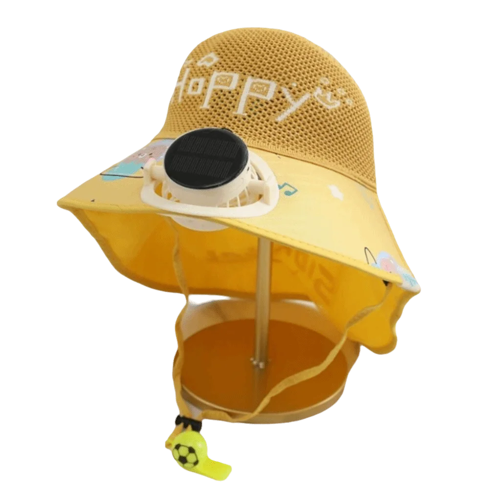 

Mesh Design Children's Solar Fan Hat Quick Drying Adjustable Large Brimmed Sun Hat Breathable Cartoon UV Protection Hat Summer